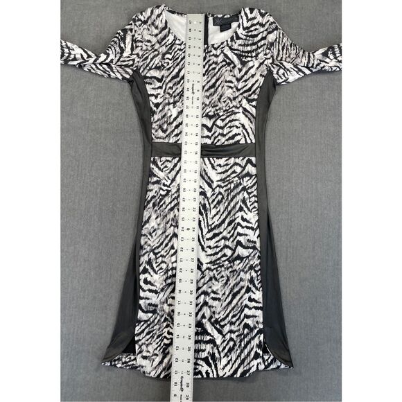 Zebra Print Bodycon Dress Kardashian Kollection Women M Black White Bold Glam - Picture 9 of 14